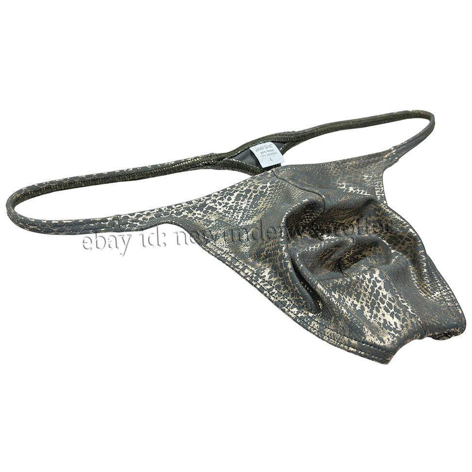 Men Shiny Bikini Thong Underwear Low-rise G-string Bulge Pouch T-back Jockstrap