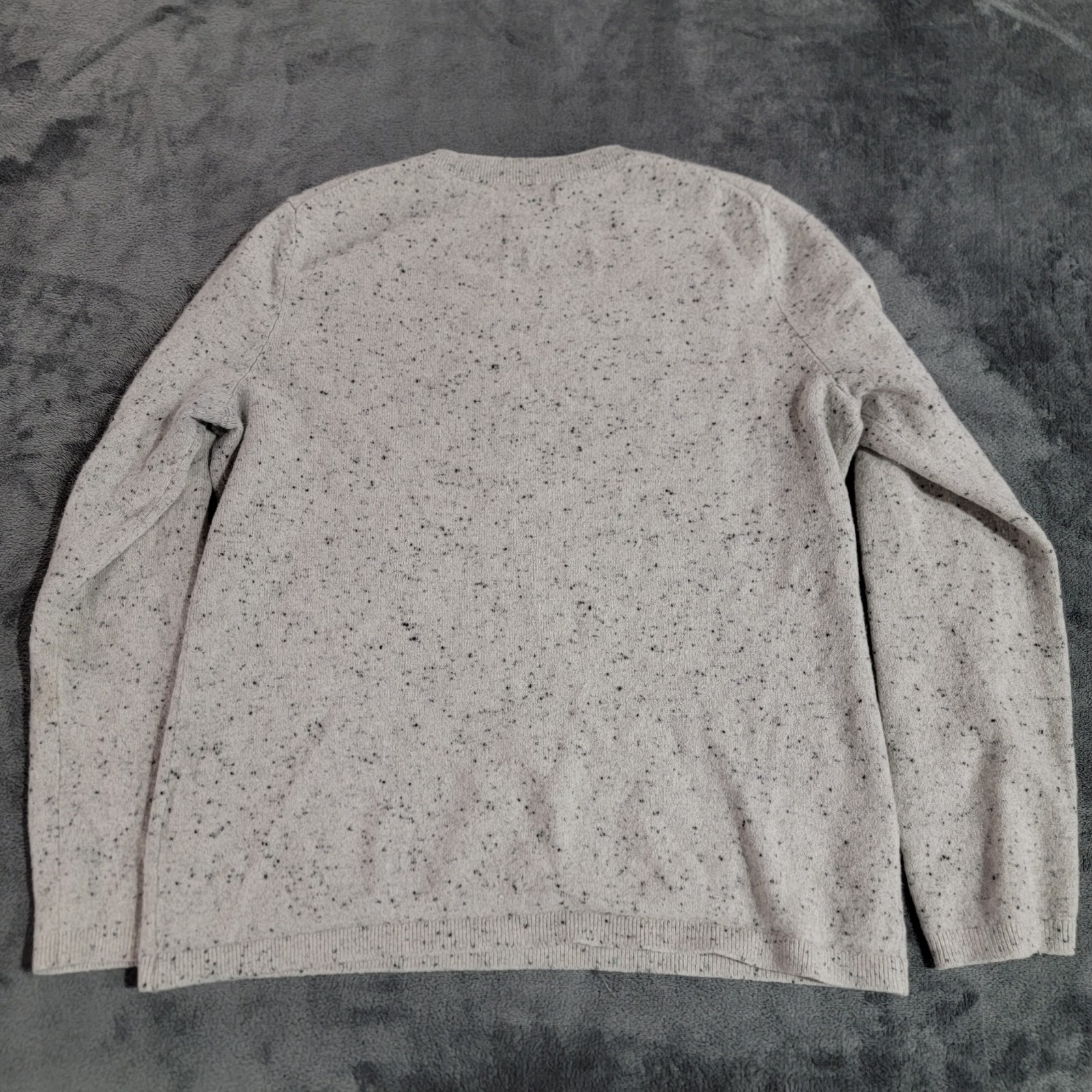 Lands End Cashmere Sweater Women Medium 10-12 Lynx Spotted Long Sleeve Crewneck