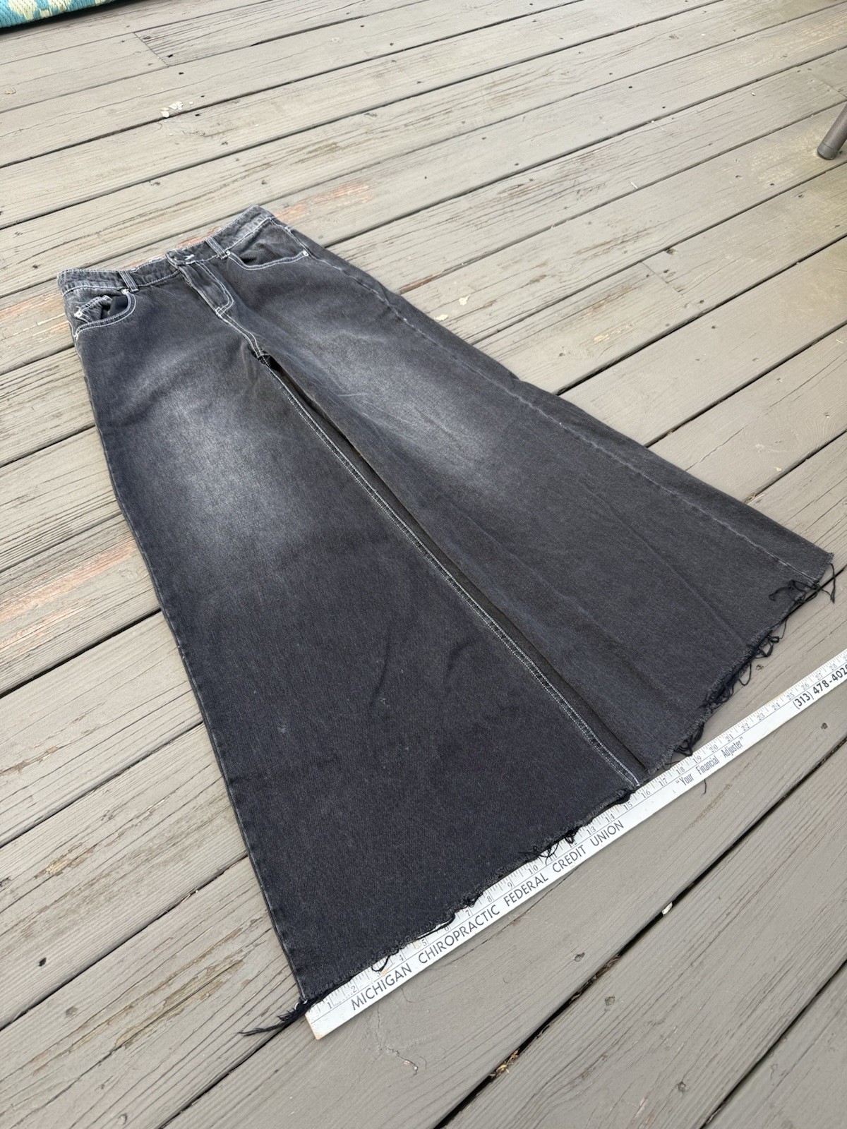 BDG Women’s Wide-Leg Denim Jeans Black Charcoal Wash Cotton 5-Pocket Button