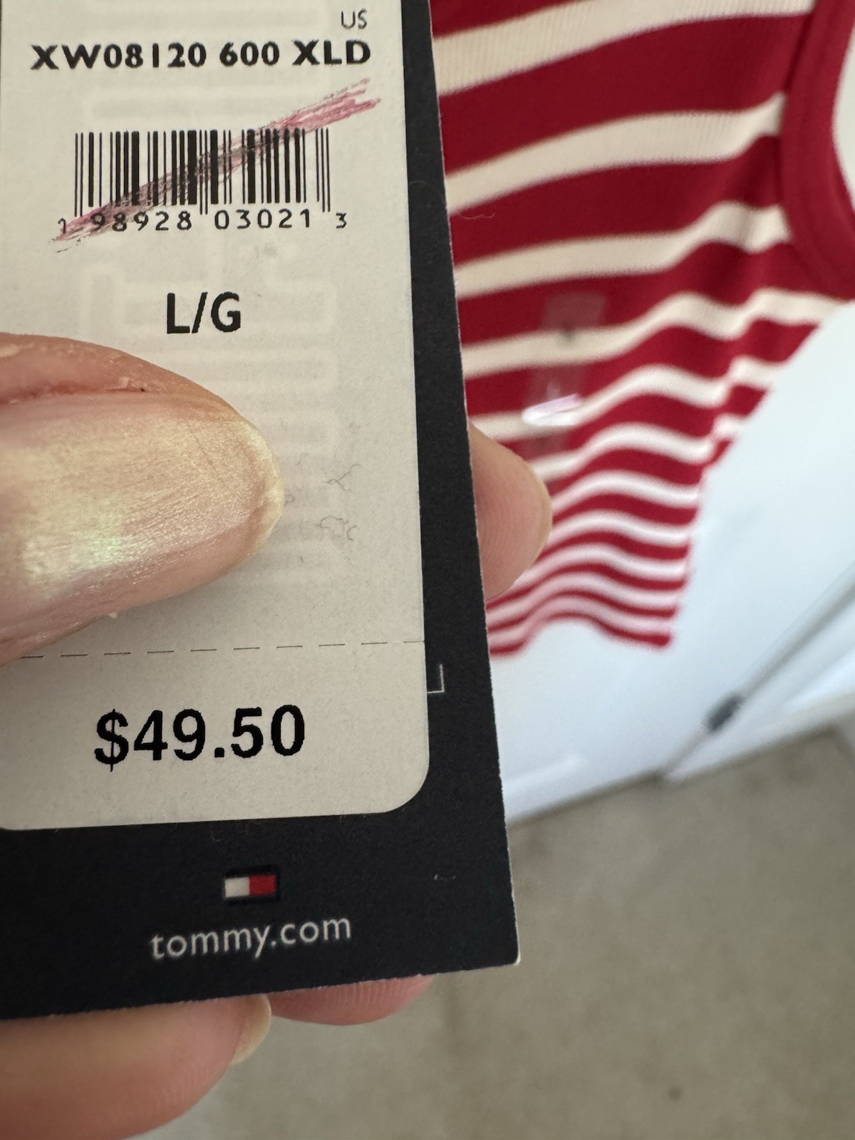 Tommy Hilfiger Women’s Red/White Striped Scoop Neck Button Knit Tank Top L