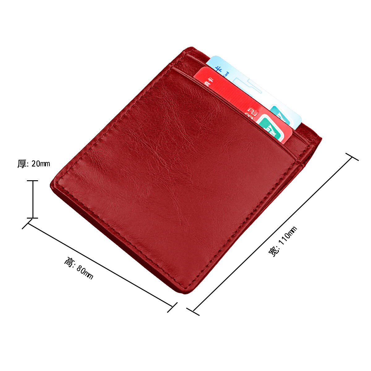 Mens Minimalist Money Clip Slim Bifold RFID Blocking Leather Front Pocket Wallet