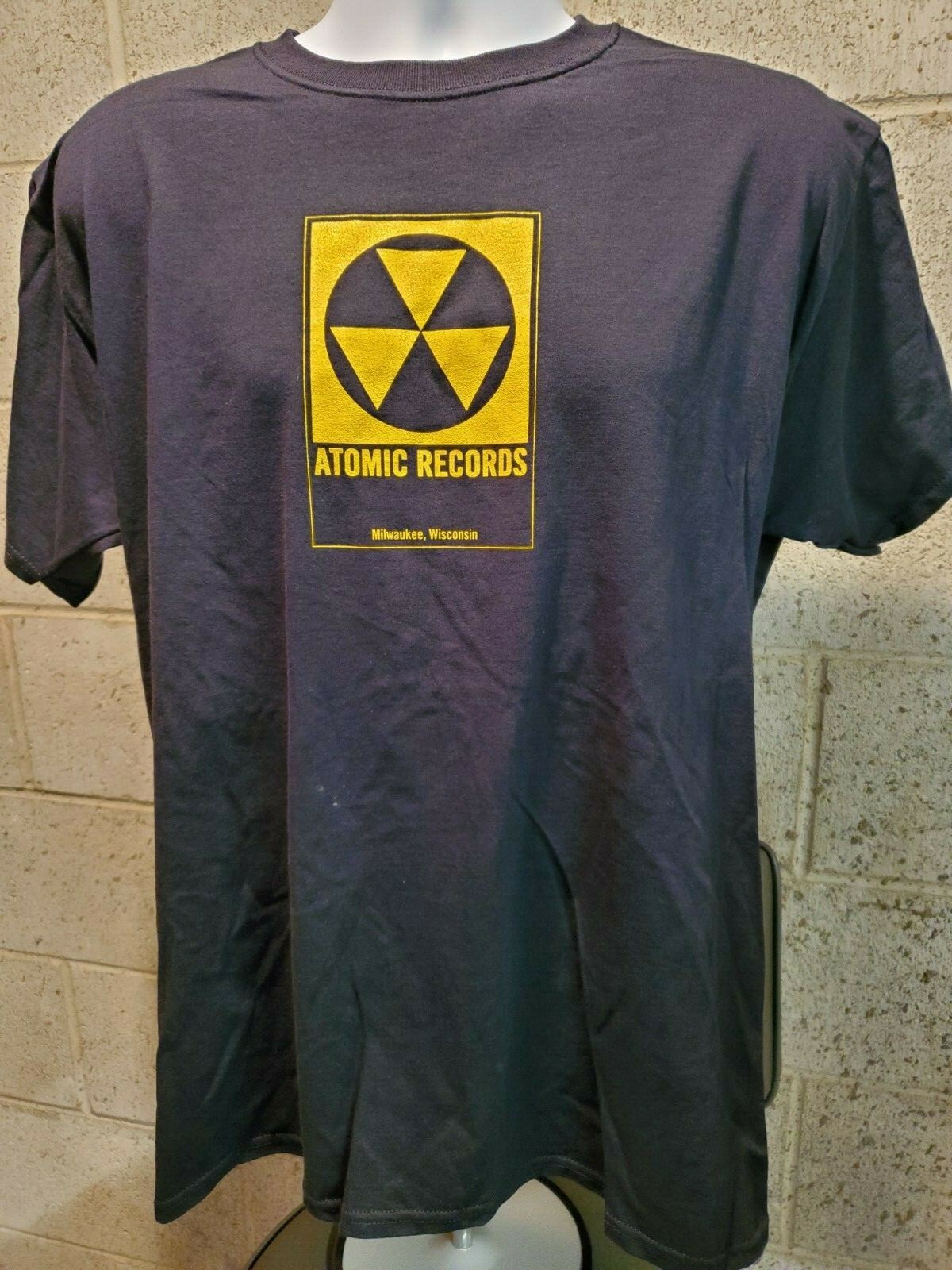 New! ATOMIC RECORDS Milwaukee FALLOUT LOGO Authentic T-Shirt S-M-L-XL-XXL-XXXL