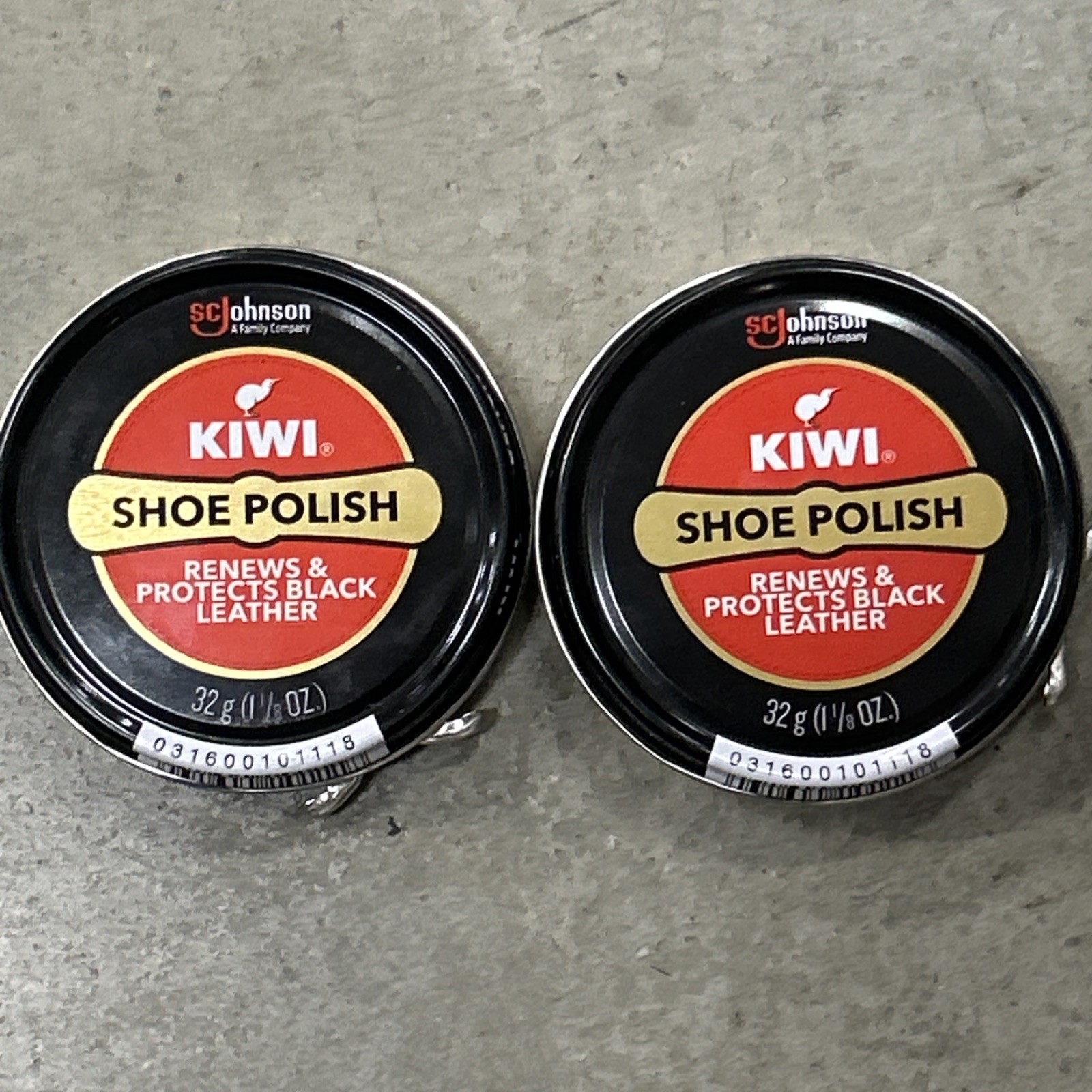 2X KIWI Black Leather Renews Protects Shiny Shoe Polish 1 1/8 oz Tin Snap Can