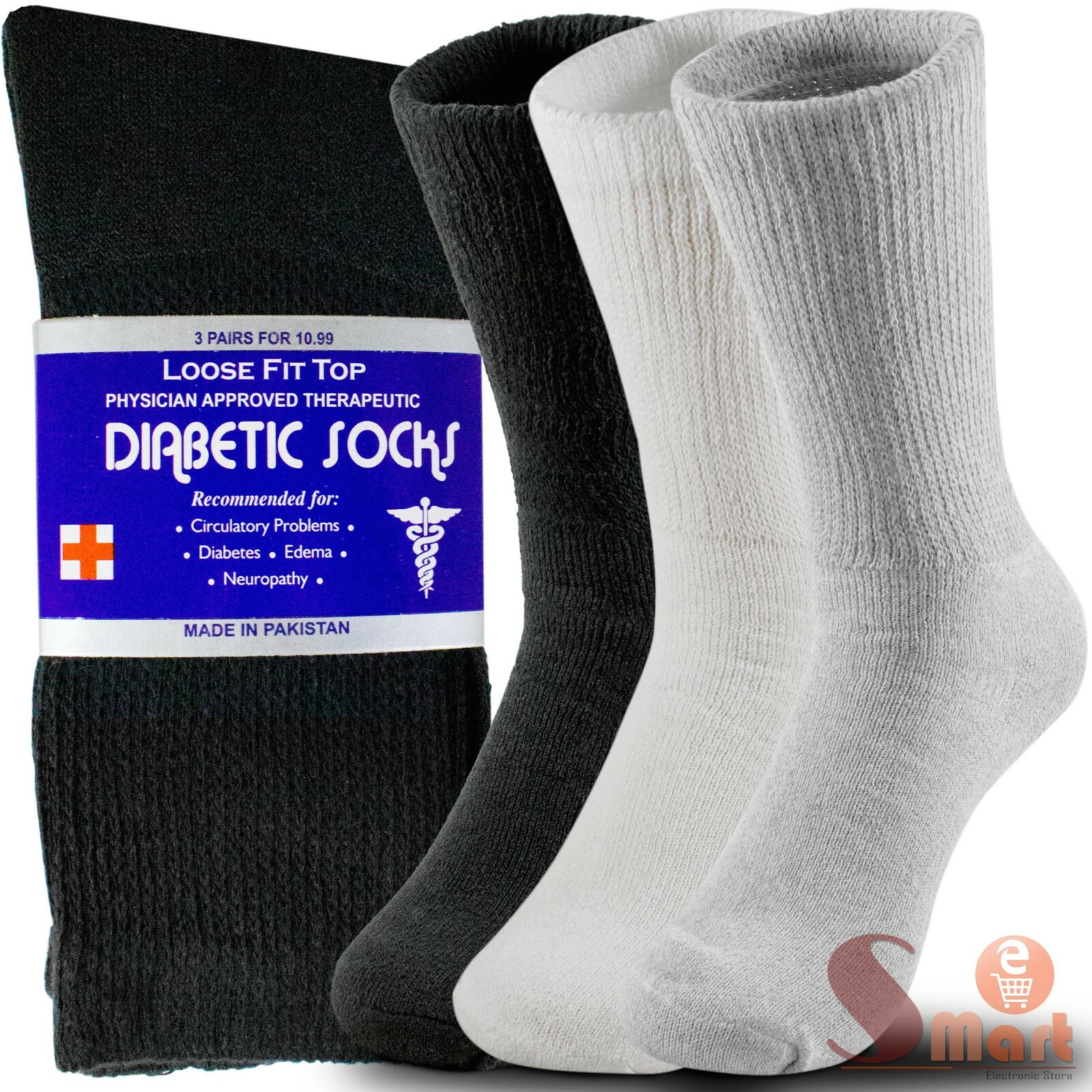 3 6 12 Pairs Mens Womens Heath Diabetic Crew Circulatory Socks 9-11 10-13 13-15