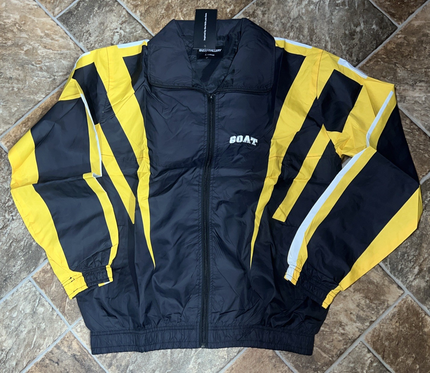 Sneak Gallery “Goat” Windbreaker/Short Set Size XL NWT Black Yellow White