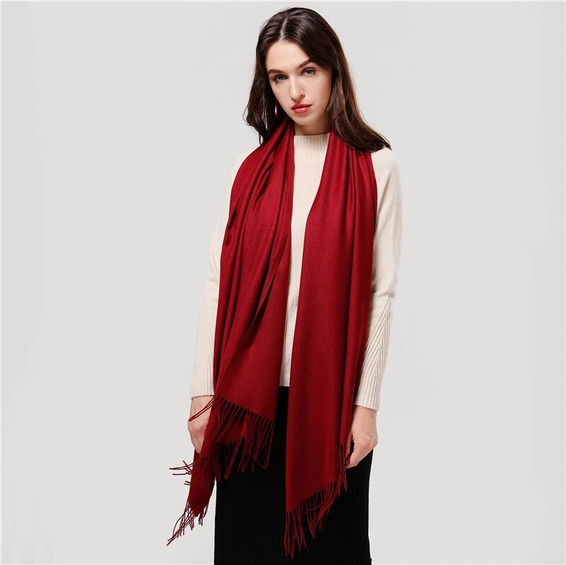 Womens Mens 100% Cashmere Scotland Oversized Blanket Wool Scarf Shawl Wrap Solid
