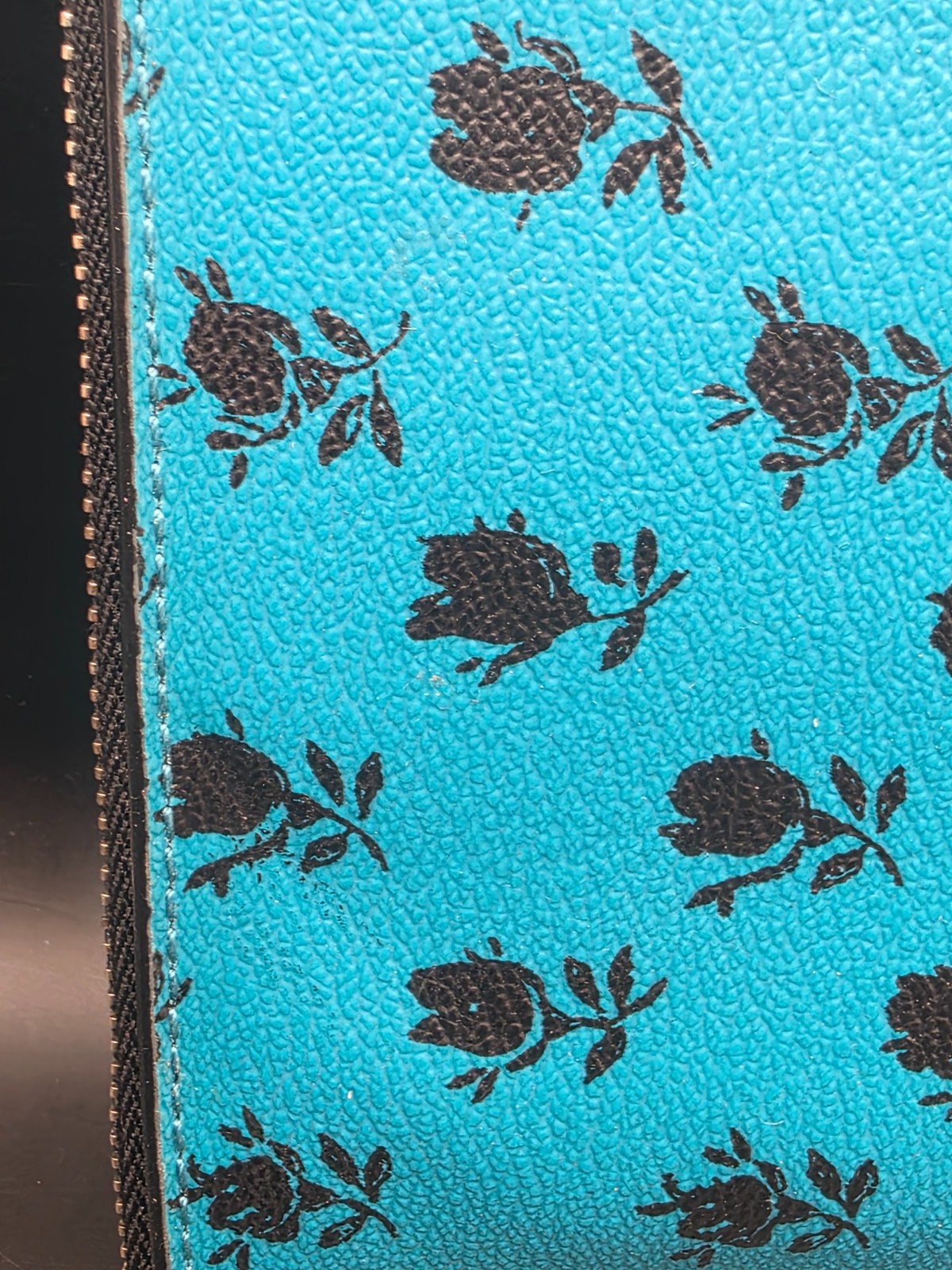 Coach Badlands Floral Teal & Black Wristlet NEW