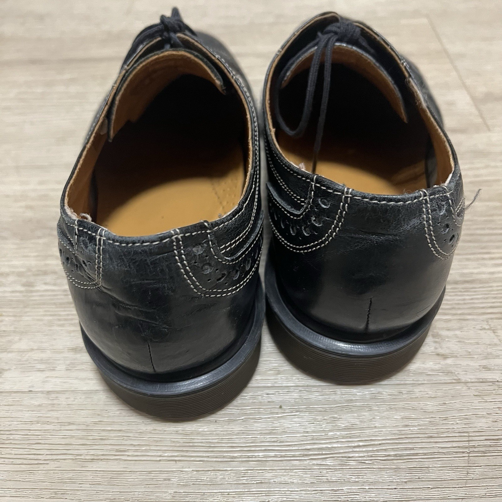 Dr Martens Shoes Black Wing Tip Oxford Brogue England Leather Sz 8 Punk Oi! GBH