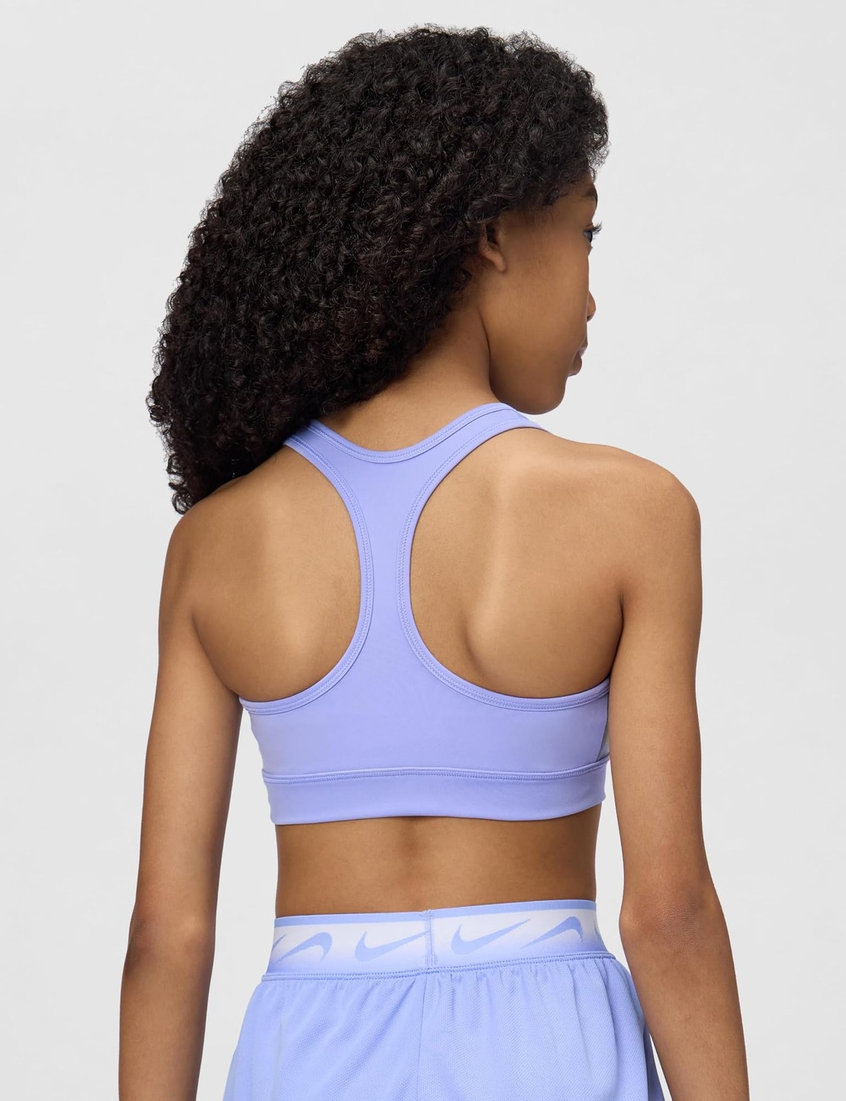 Nike Girls’ Swoosh Sports Bra – Light Thistle/White – X-Small