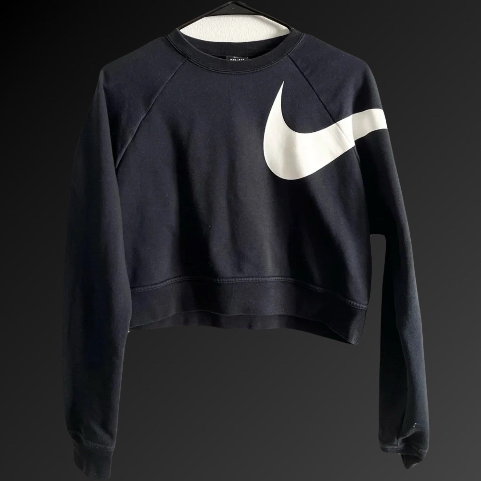 Nike Dri Fit Women’s Cropped Black Sweatshirt Loose Fit, Size L, NWT