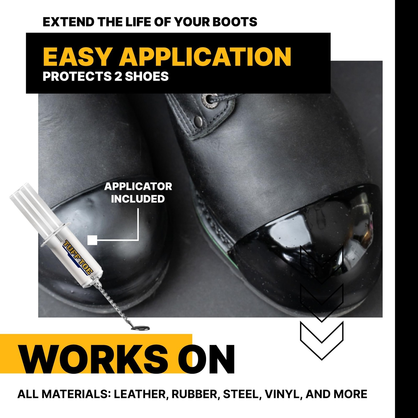 Work Boot Toe Protector, Liquid Boot Guard, Black Adhesive Shoe Crease Protec…