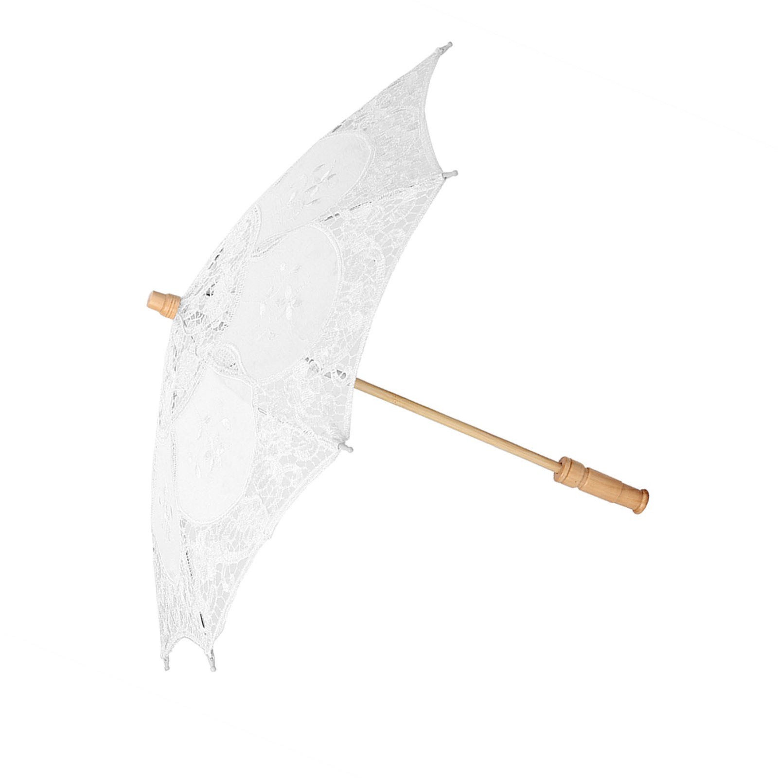 Handmade Lace Flower Embroidery Parasol Wedding Bride Photography Umbrella White
