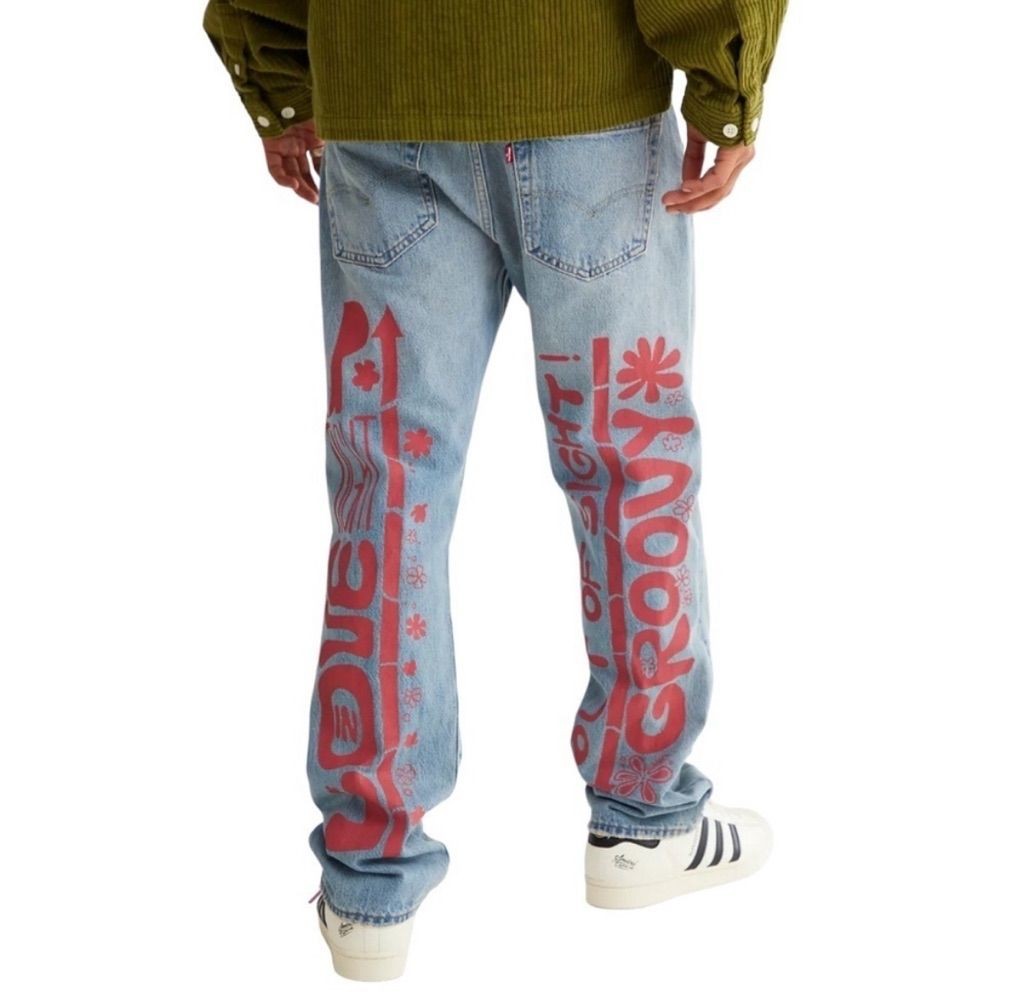 LEVI’S Men’s Premium 501 Original SUMMER LOVE JEANS Festival Groovy Sz 33×30