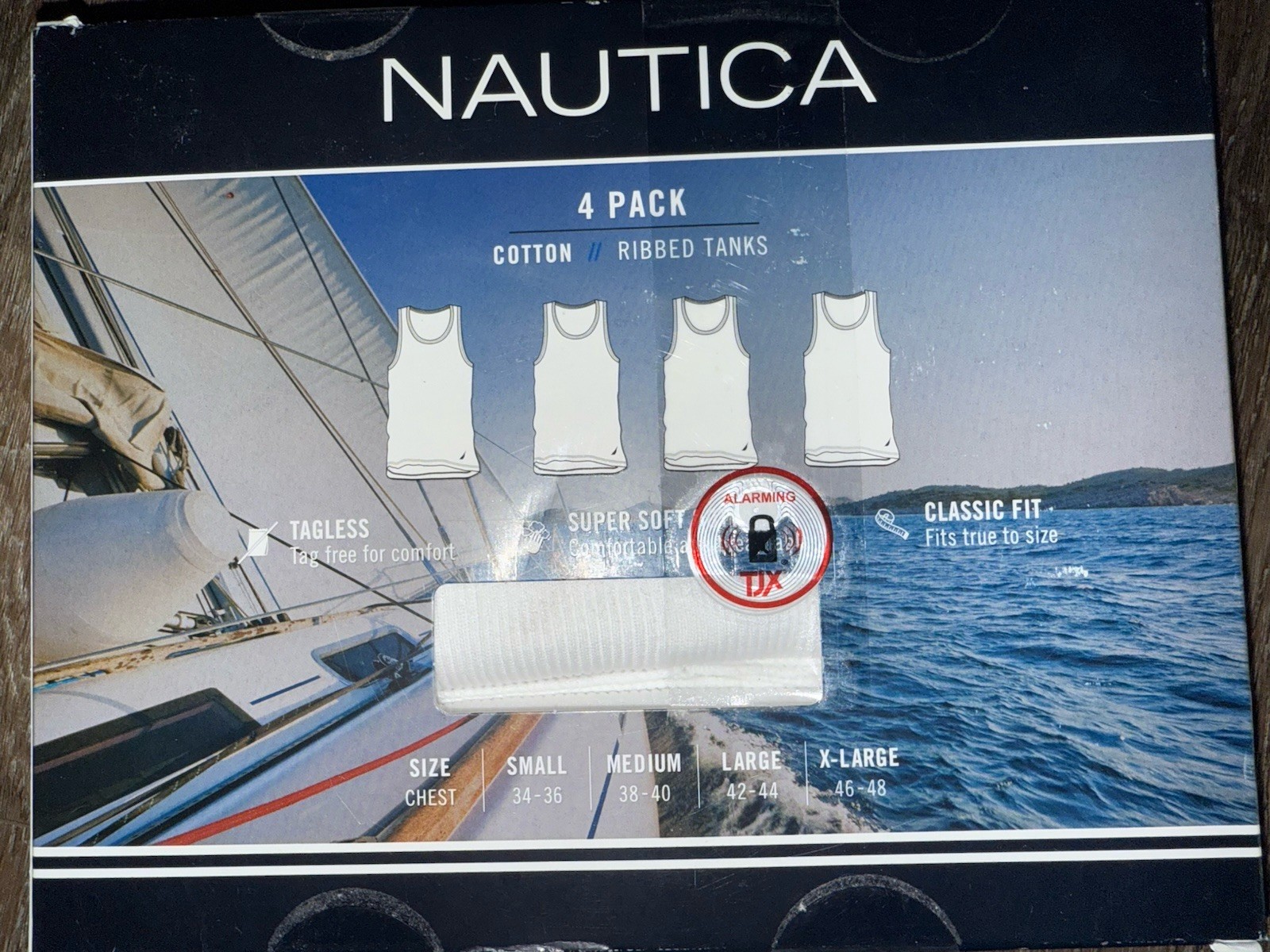 Nautica ~ Men’s 4-Pack Tanks Tops Cotton Blend White Undershirts ~ L (42-44)