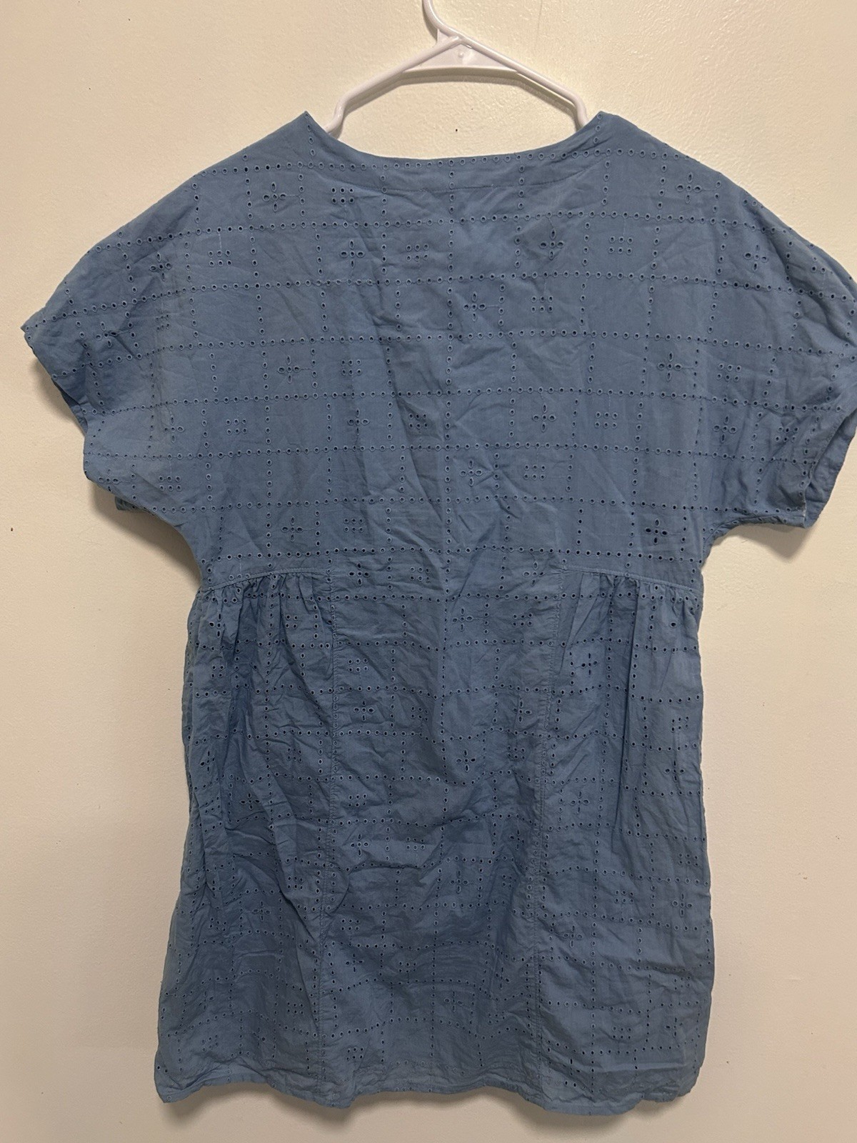 MADEWELL Tranquil Lake Blue Button Front V Neck Mini Dress Size M