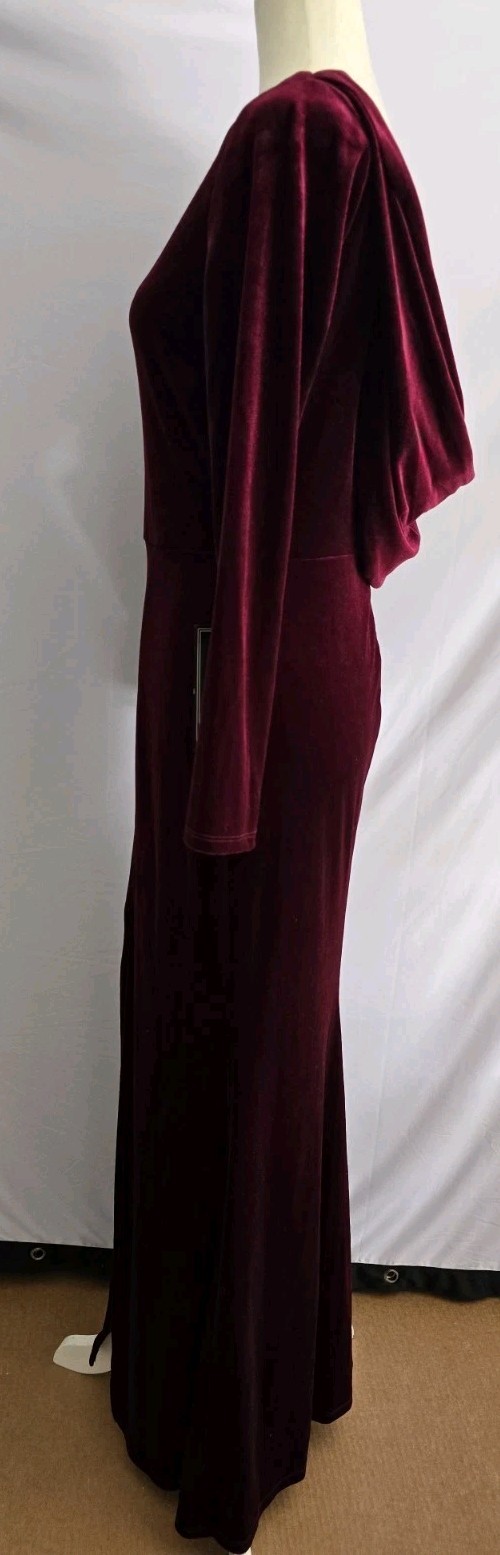 Whimsigoth Velvet Gown Size 10 Burgundy Draped Back Old Money Dark Feminine Core
