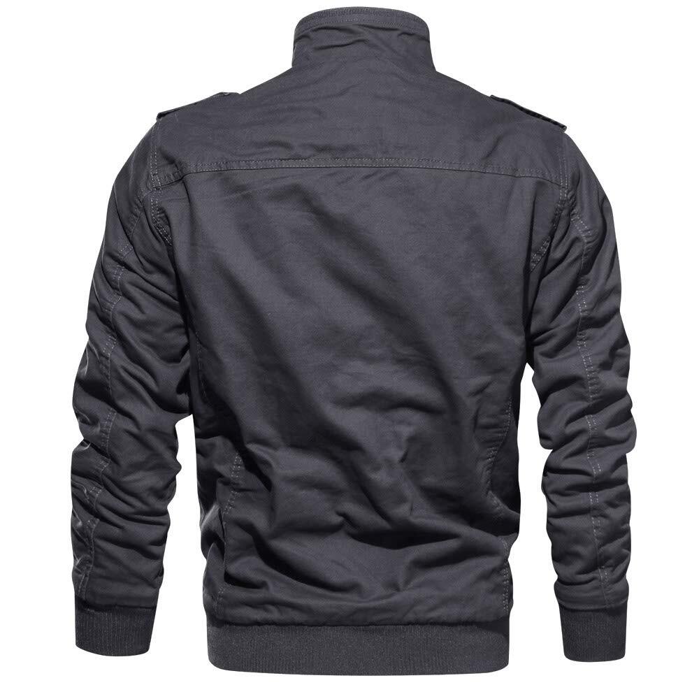 Men’s Winter Cargo Jackets 6 Pockets Warm Cotton Windproof Bomber Work Jacket