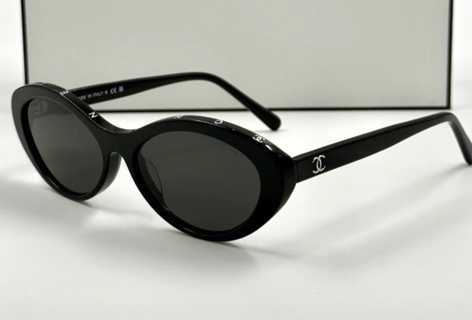 chanel sunglasses for women 5416 oval black frame / gray lens 57-17-140