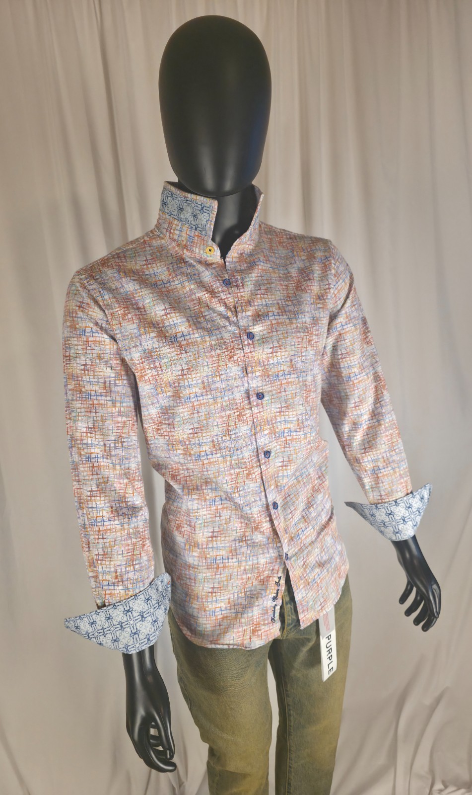 ☀️ Robert Graham “Antalya” XL shirt with multicolor cross-hatched pattern ☀️