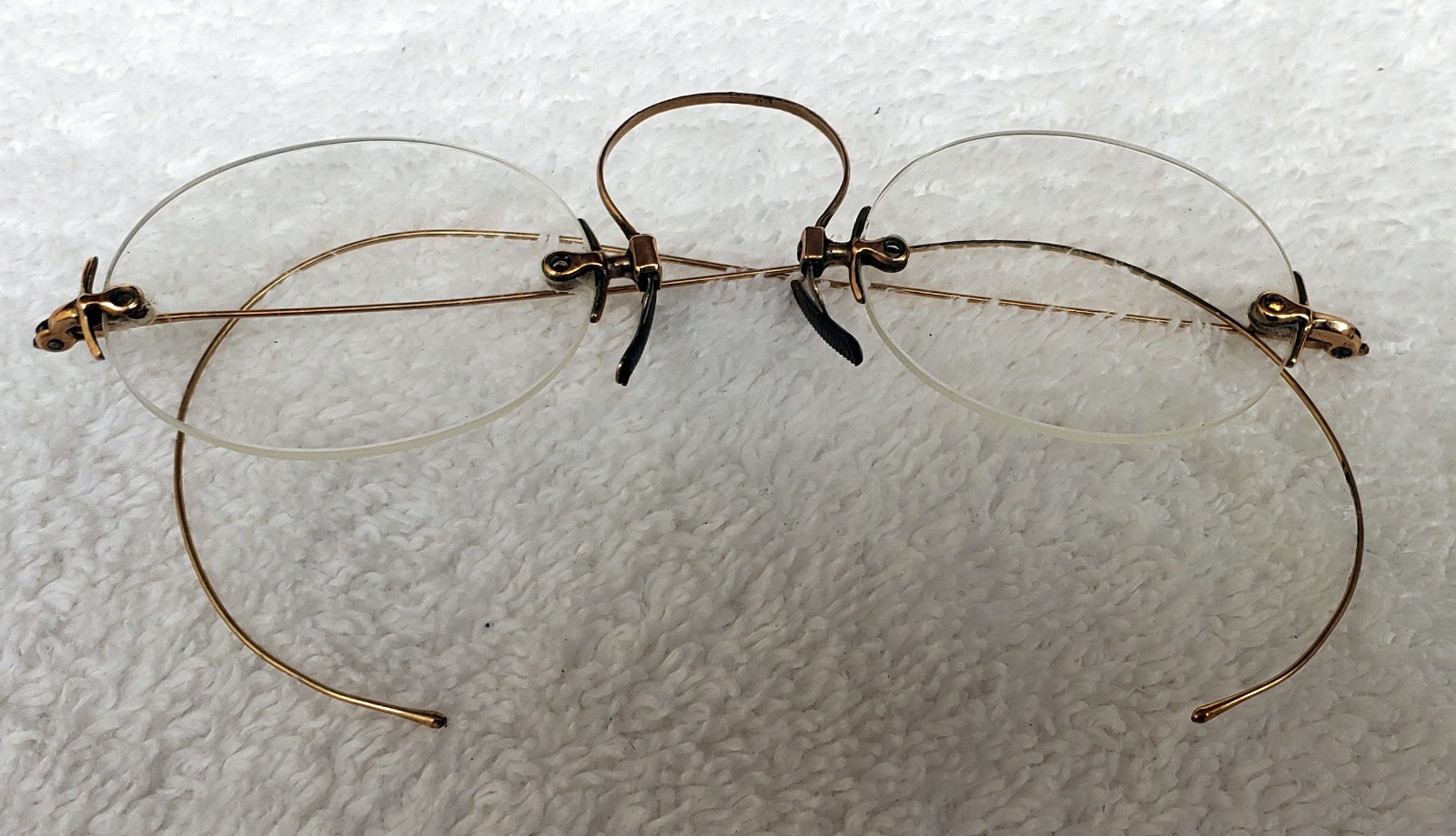 Antique Rimless Oval Glasses with Case