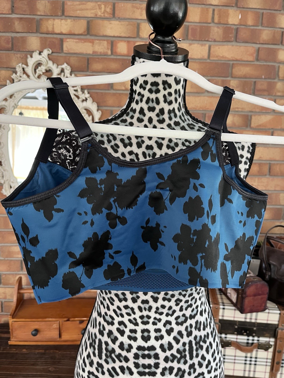 Ruby Ribbon Blue Floral Dana Demiette Heritage Bra (34) Style 1801