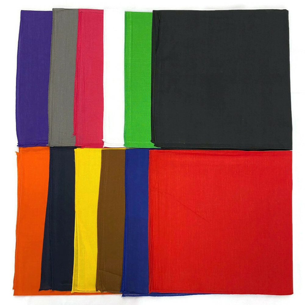 12 PCS MIX Cotton Bandana Face Mask Cover Head Wrap Solid Plain Scarf