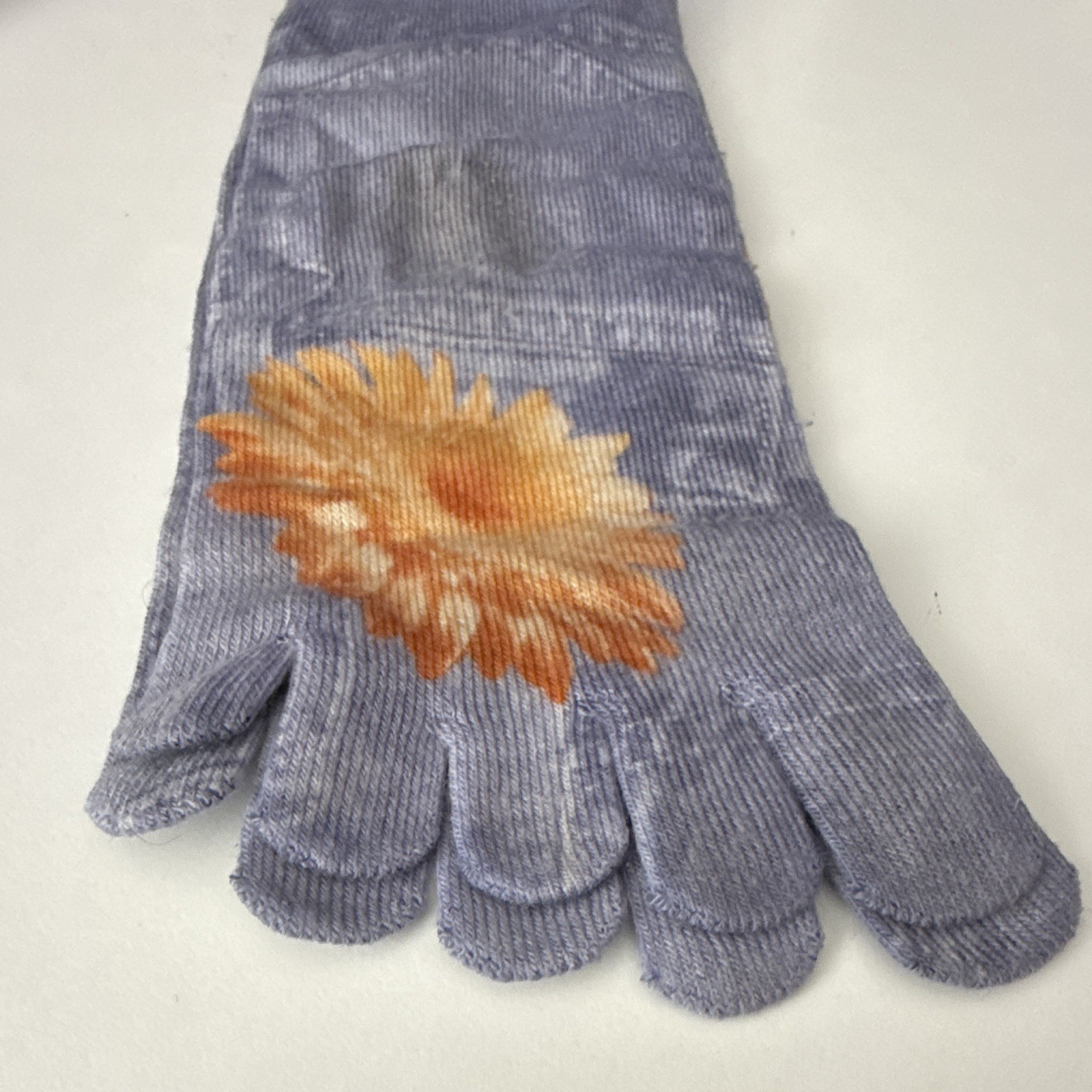 Women’s Blue/Orange Floral Knit Polyester Wrist Gloves, One Size