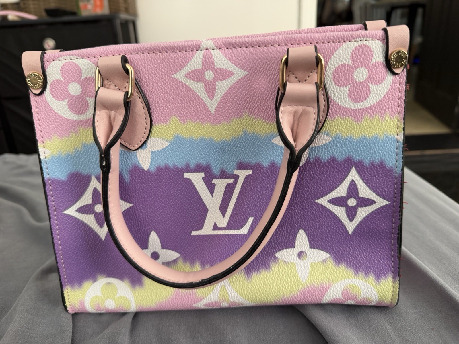 Louis Vuitton Monogram Multicolor Small Tote Top Handle Bag w/ Charm