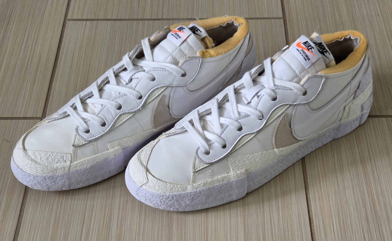 Nike Sacai Blazer Low White Patent DM6443-100 Leather Men’s 11 Sneakers Low Top