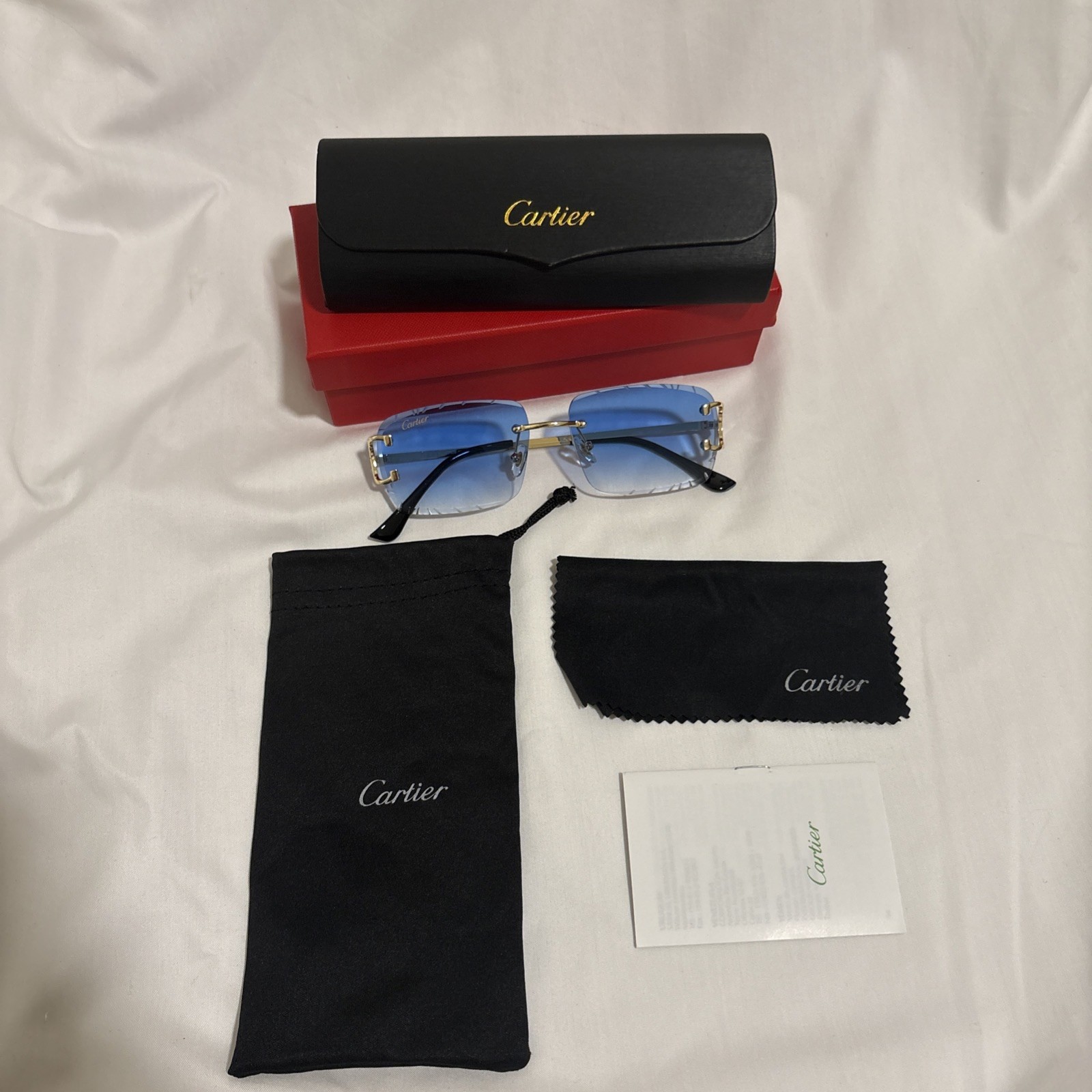 Cartier C Decor Vintage Optical Rimless blue Unisex Eyeglasses