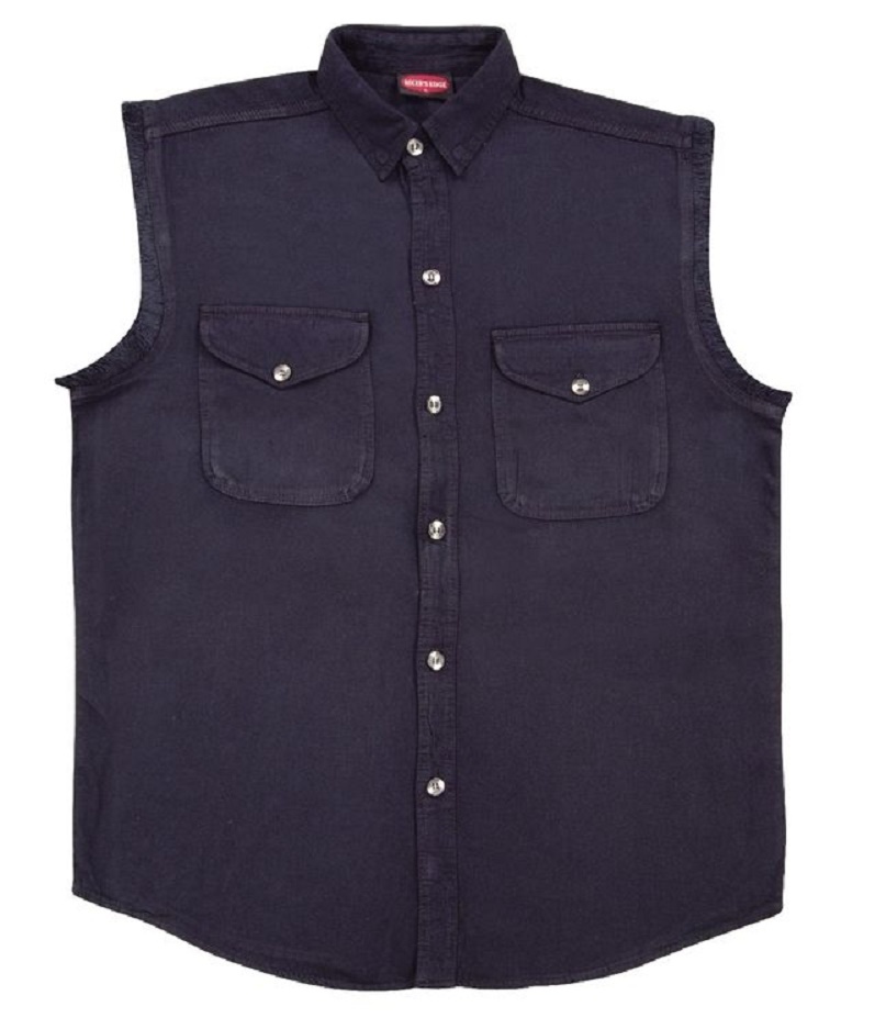 Sleeveless Denim Shirt Biker Motorcycle Button Down Muscle 10 Colors t-shirt