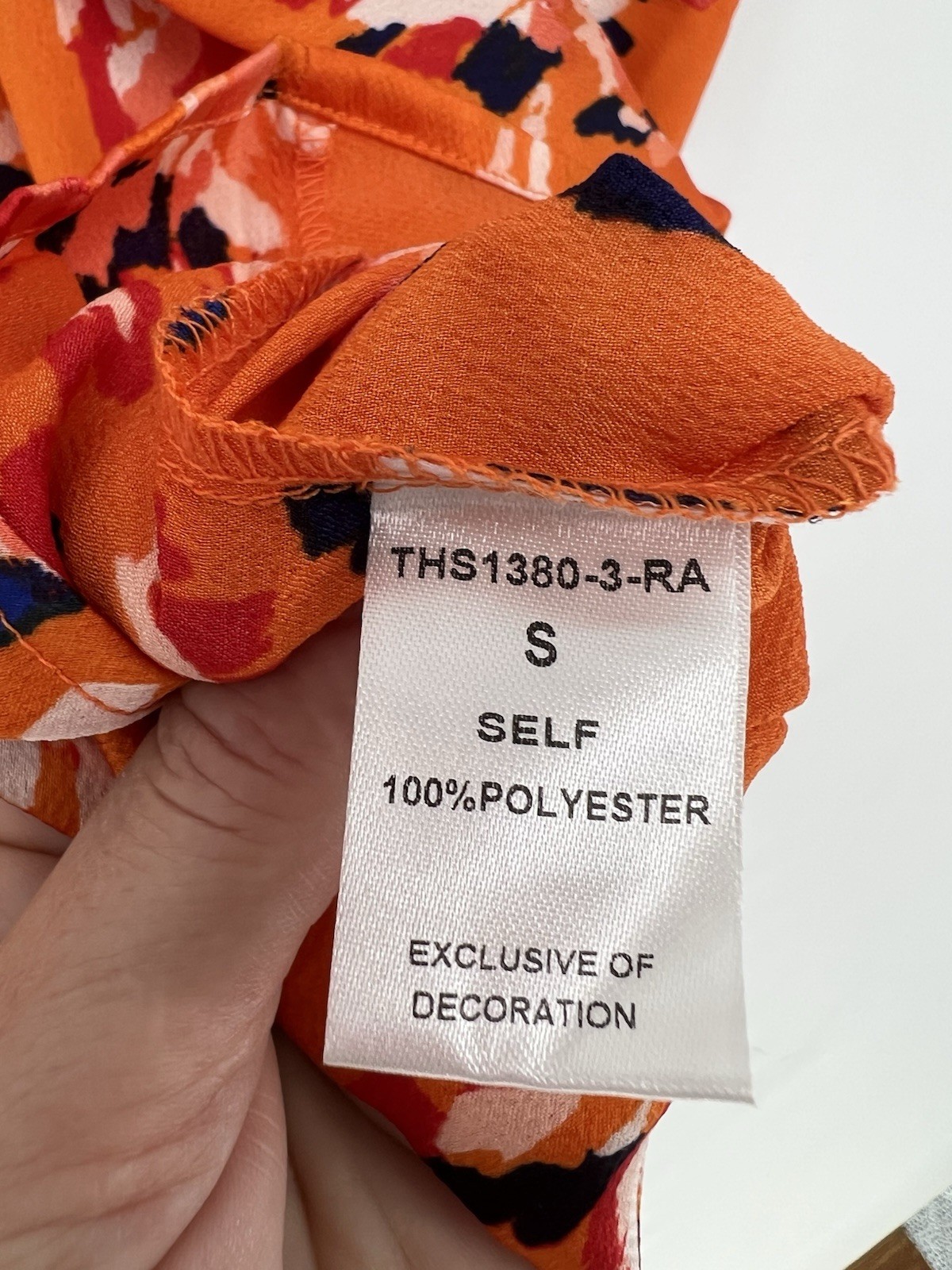 THML NWT Orange Floral Ruffle Sleeve Blouse Womens Small Statement Top