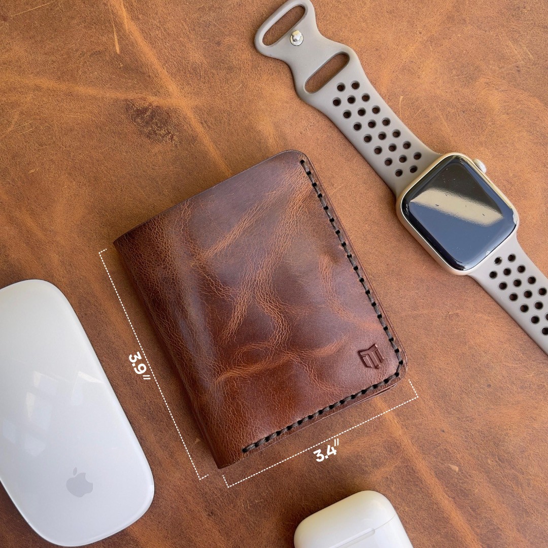 Vintage Leather Mens Slim Bifold Handmade Card Holder RFID Blocking Wallet