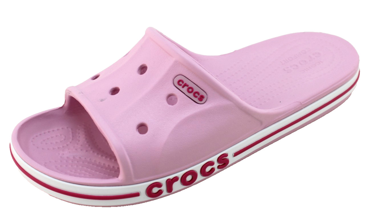 New CROCS Women’s 10 Bayaband Pink with Raised Crocs Logo Unisex Slide Sandals