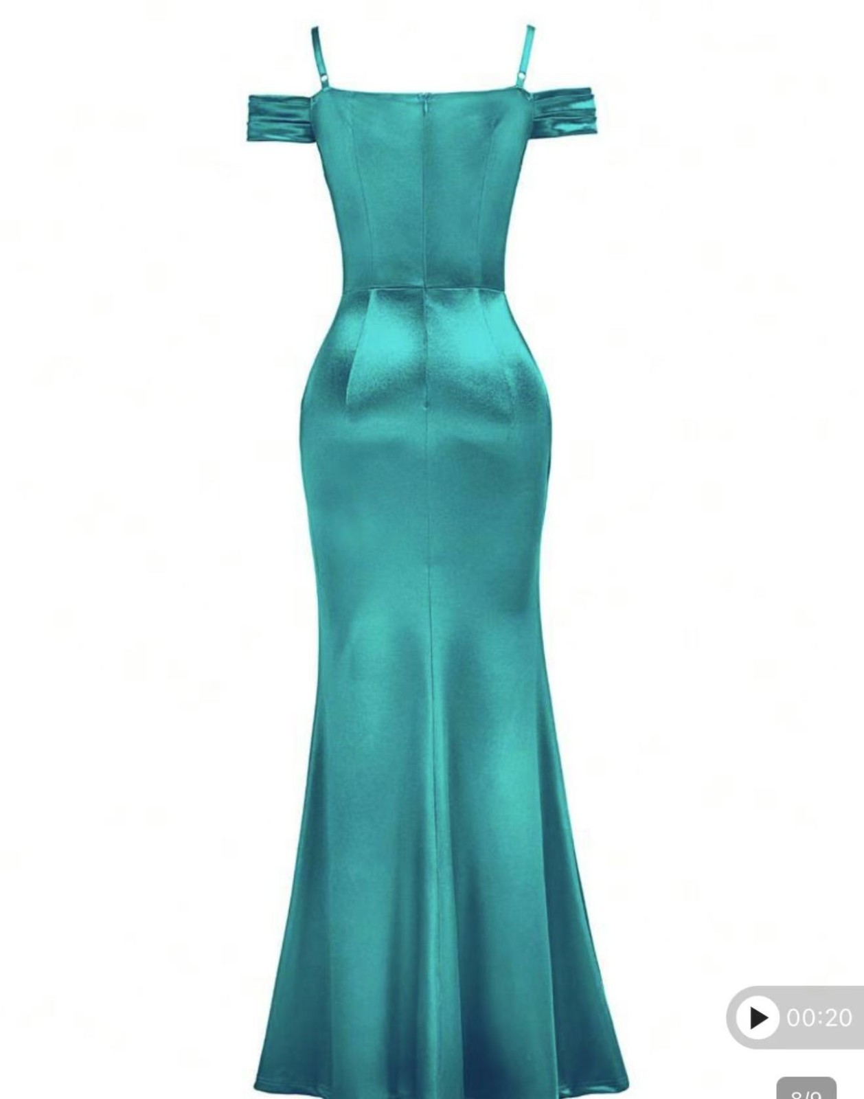 Women Elegant Off Shoulder Wrap Ruched Split Hem Satin Evening Party Maxi Dress,