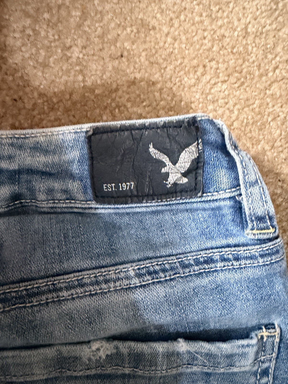 American Eagle Womens Jegging Ankle Highly Ripped Acid Wash Light Jeans Size 00