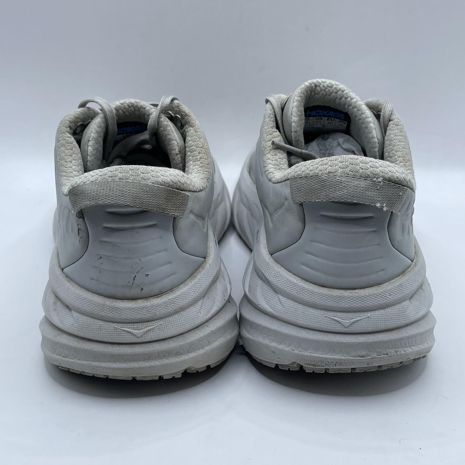 Hoka One One Bondi SR Wide Lace-Up Leather Work Sneakers Gray Women’s Sz 8 D