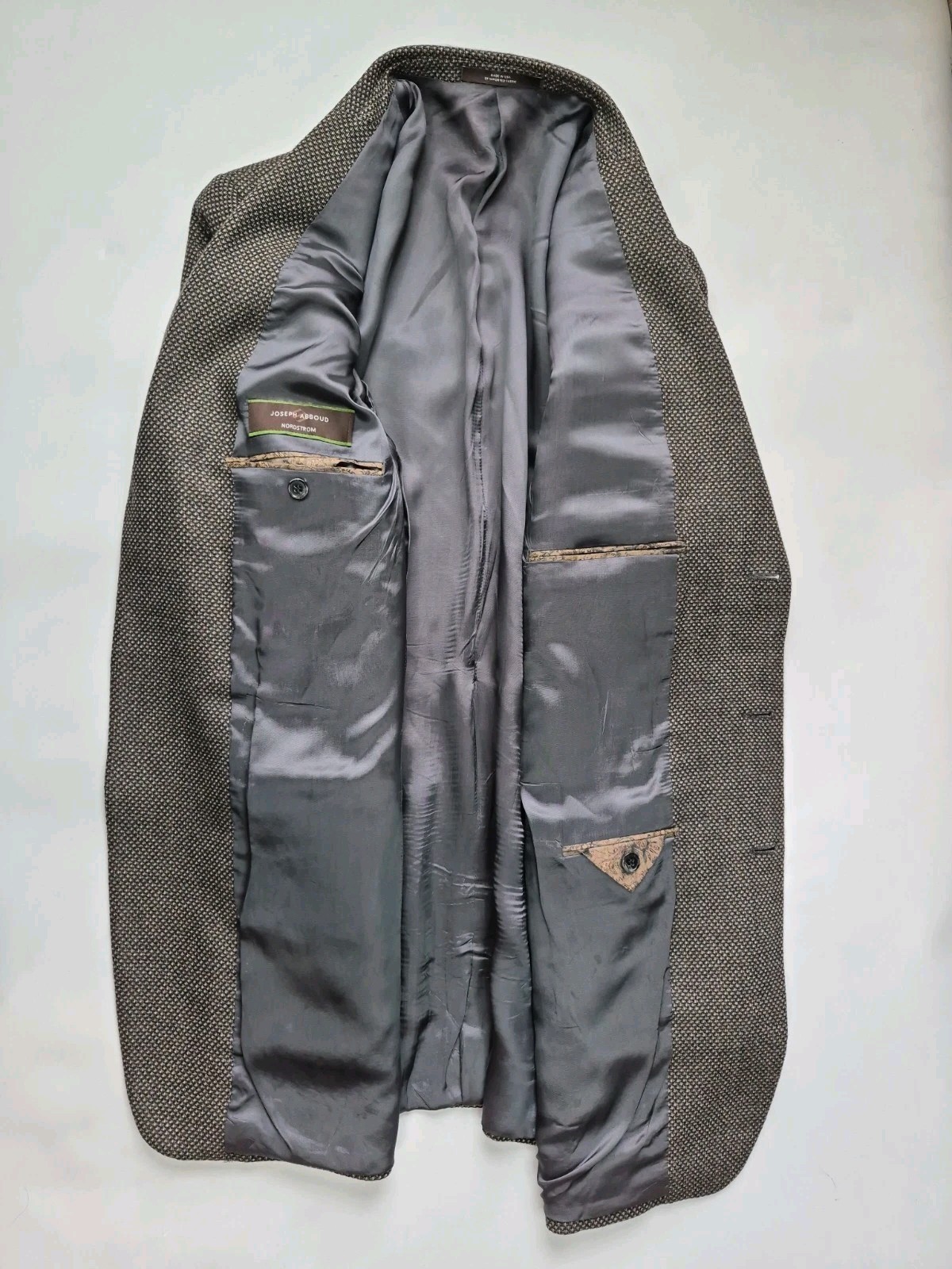 🇺🇸 Joseph Abboud Mens Wool Sports Coat 43L Brown Gray USA 3 Button