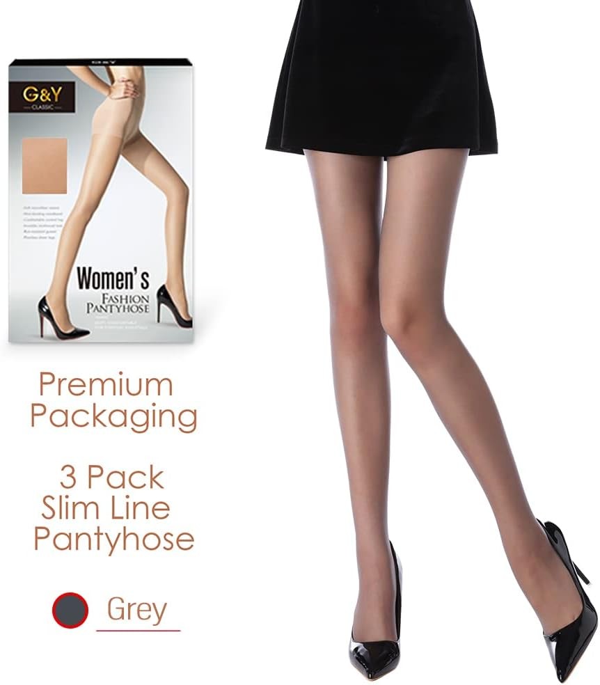 3 Pairs Women’s Sheer Tights – 20D Control Top Pantyhose with Reinforced Toes