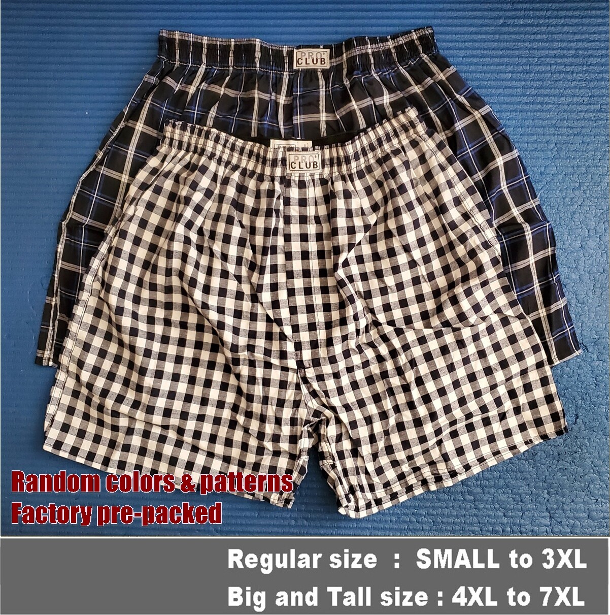 PRO CLUB BOXERS TRUNK SHORT PROCLUB MENS UNDERWEAR BIG AND TALL LOT 2 PACK S-7XL