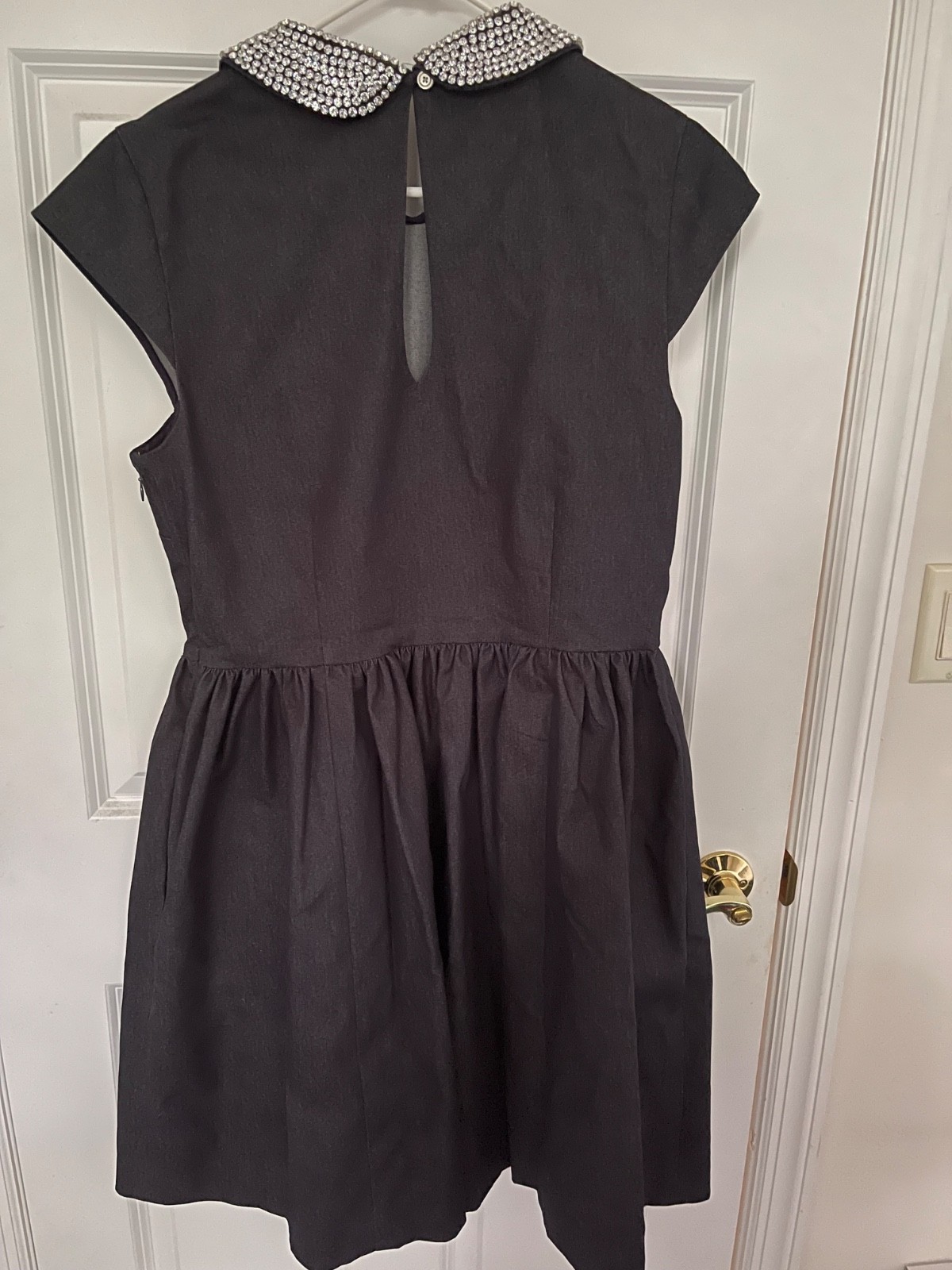 Kate Spade Kimberly Peter Pan Rhinestone Crystal Collar Denim Dress Sz 14 NWT