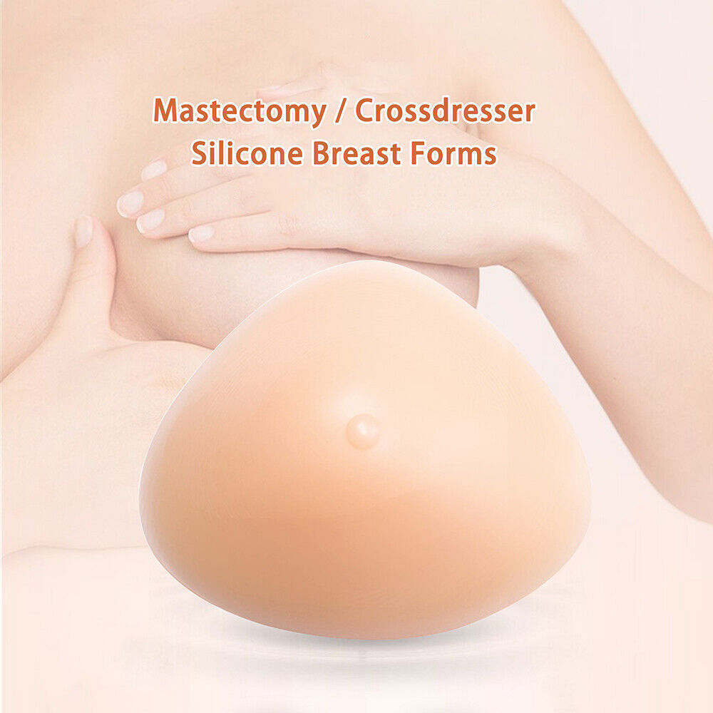 2 Pcs Silicone Breast Forms Fake Boobs Crossdresser Mastectomy Triangular Shape