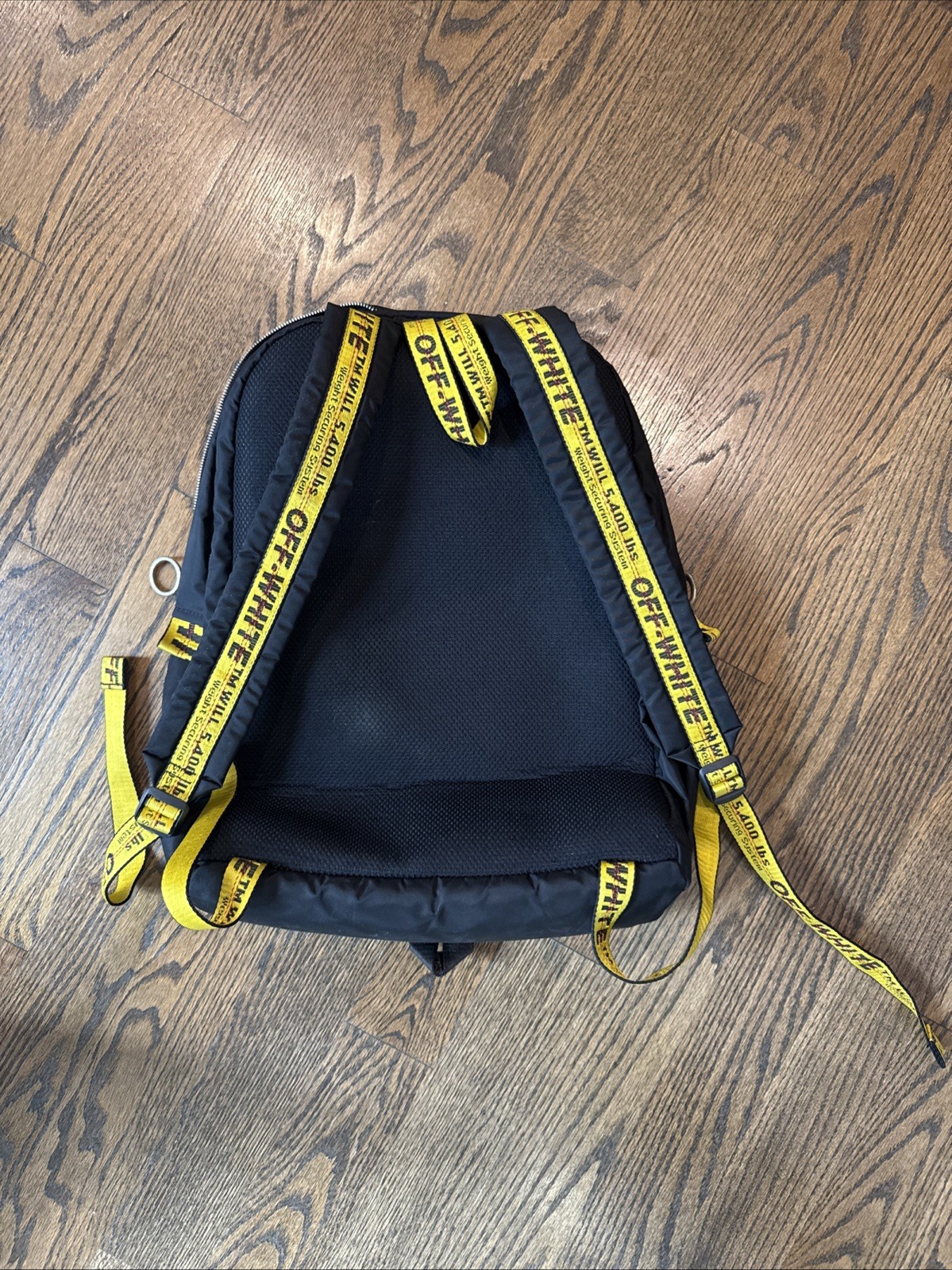 Off White Easy Backpack Cross Arrow Logo White Yellow Black Rare Virgil Abloh