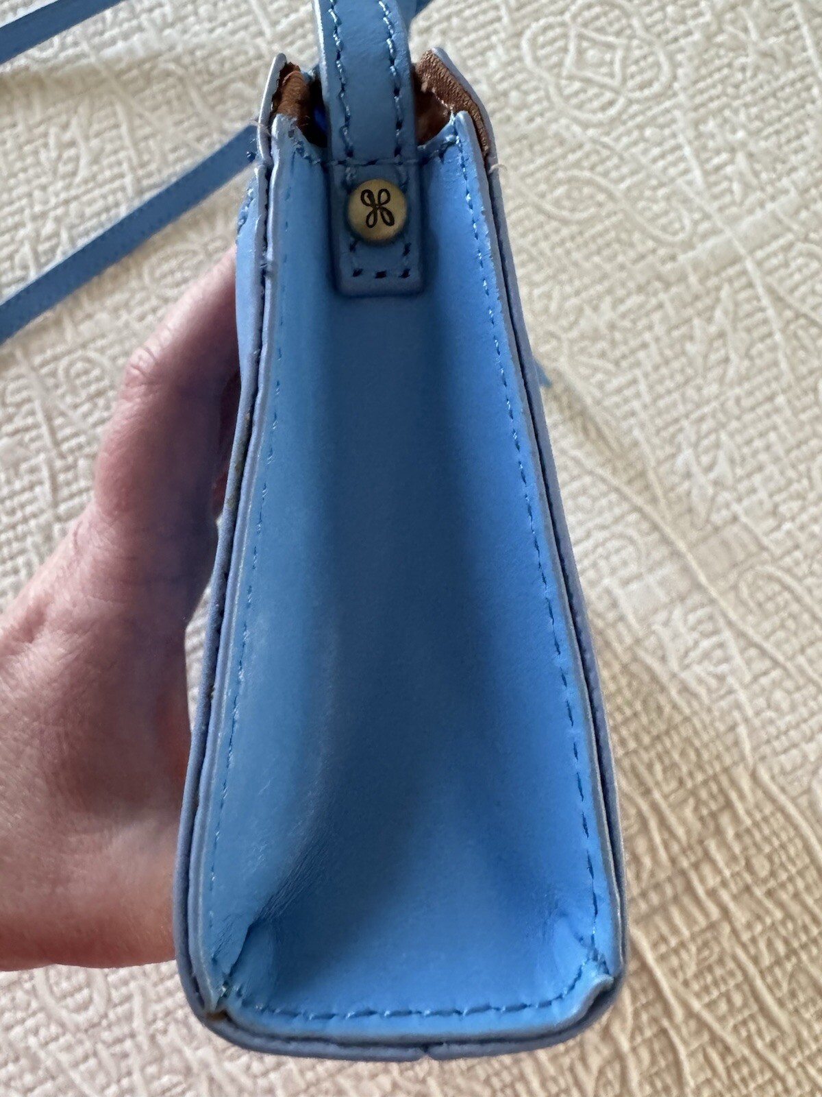 HOBO Jewel Small Leather Crossbody Bag in Tranquil Blue CLEAN