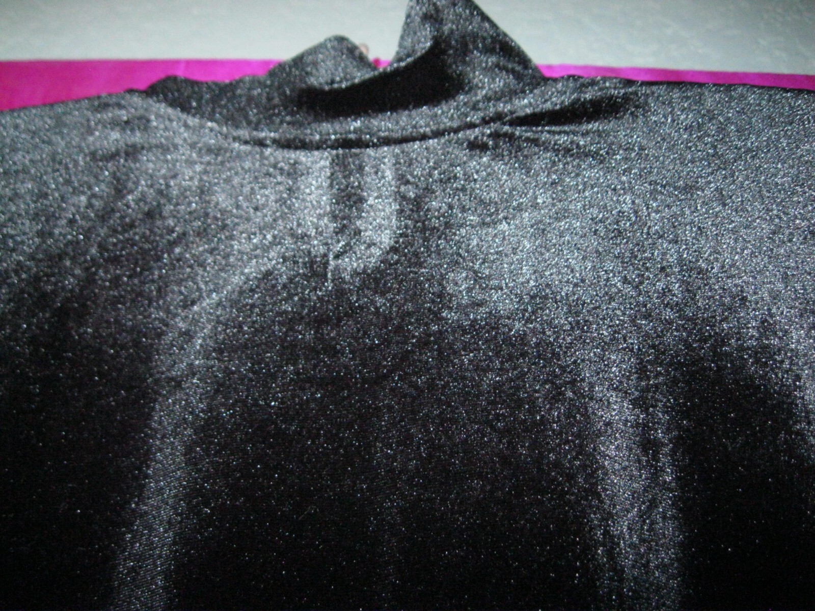 SUZANNE BETRO LABEL,BLACK VLEVET TOP W/ L/S & HIGH NECK, SZ M.,POLYESTER/SPANDEX