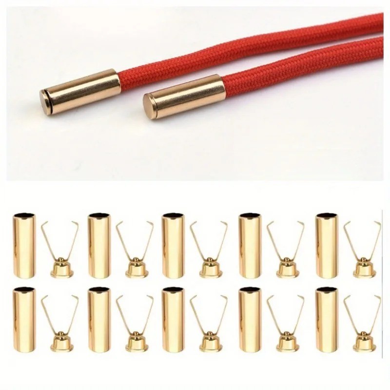 10pcs Metal Cord Locks Aglets Shoelace Tips Hoodie Drawstring Buckles DIY UK