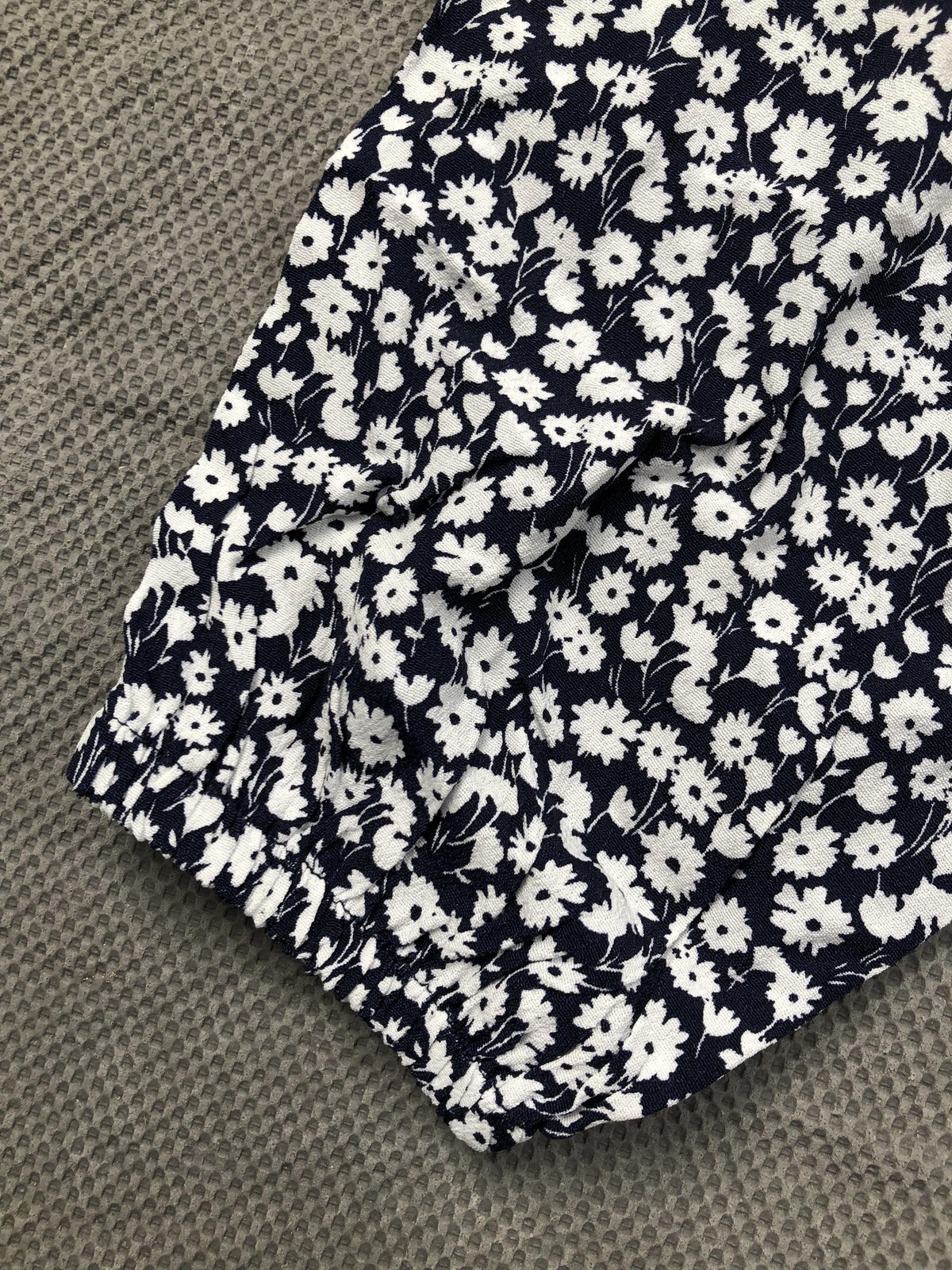 Boden Blouse Womens 10 Blue Square Neck Long Puff Sleeve Floral Cropped NWT