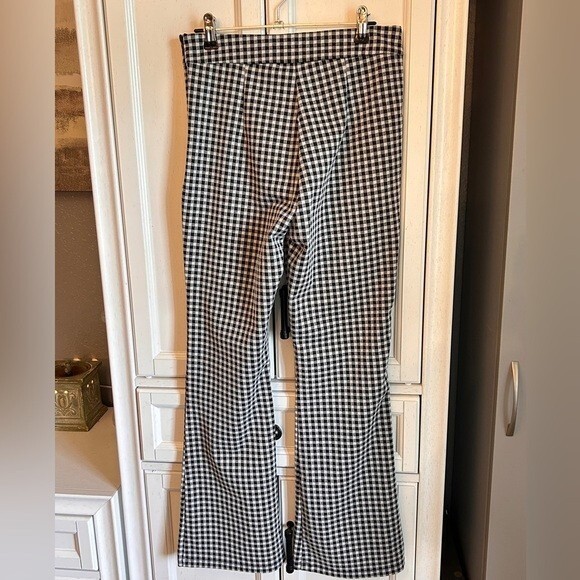 Gingham High Waisted Flare Pants SMALL Office Siren Business Casual Spring