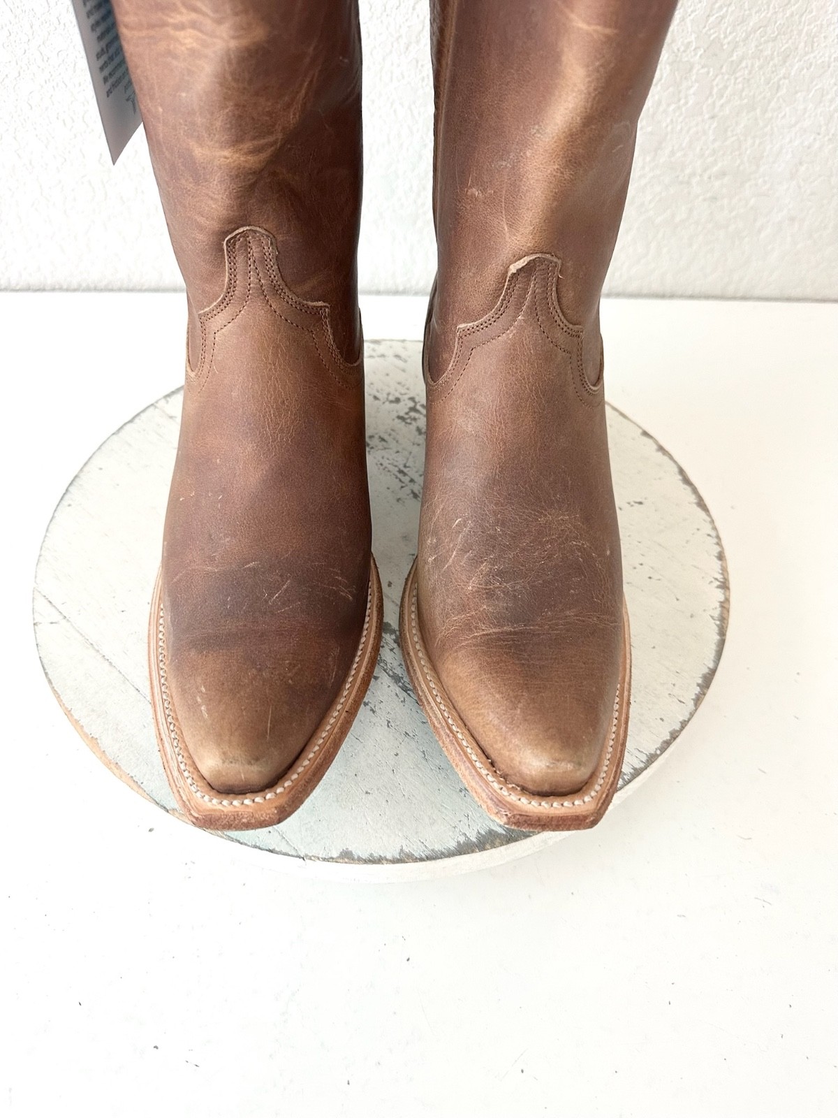 Lane EMMA JANE Brown Cowboy Boots Western Cowgirl Mid Calf Tall Snip Toe 8.5
