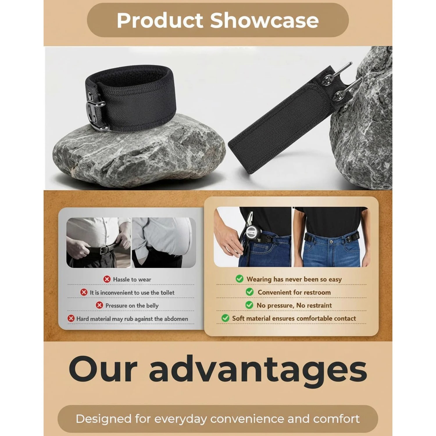Elastic Belt Hook Waist Metal Invisible Tactical Buckle-Less Closure 1/2PCS